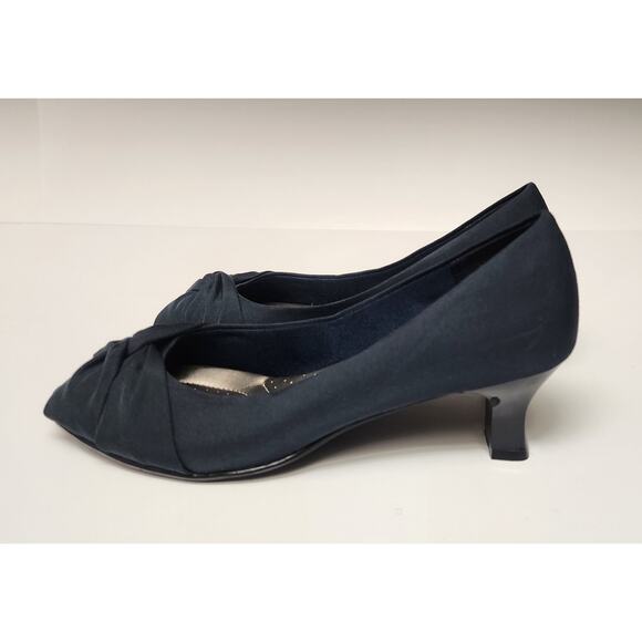 Coach and Four Abella Laura Navy Blue Peep Toe Kitten Heel Pumps Shoes SZ 8.5 - Picture 6 of 9